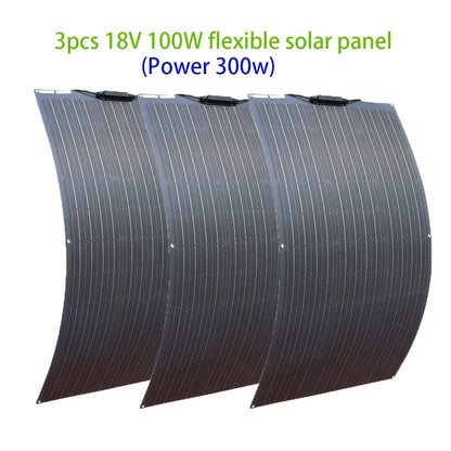 Solar Panels 100W 200W 300W 400W Solar Panel Kit or 18V Flexible Mono Photovoltaic Solar Plate Power 12V 24V Camping Car