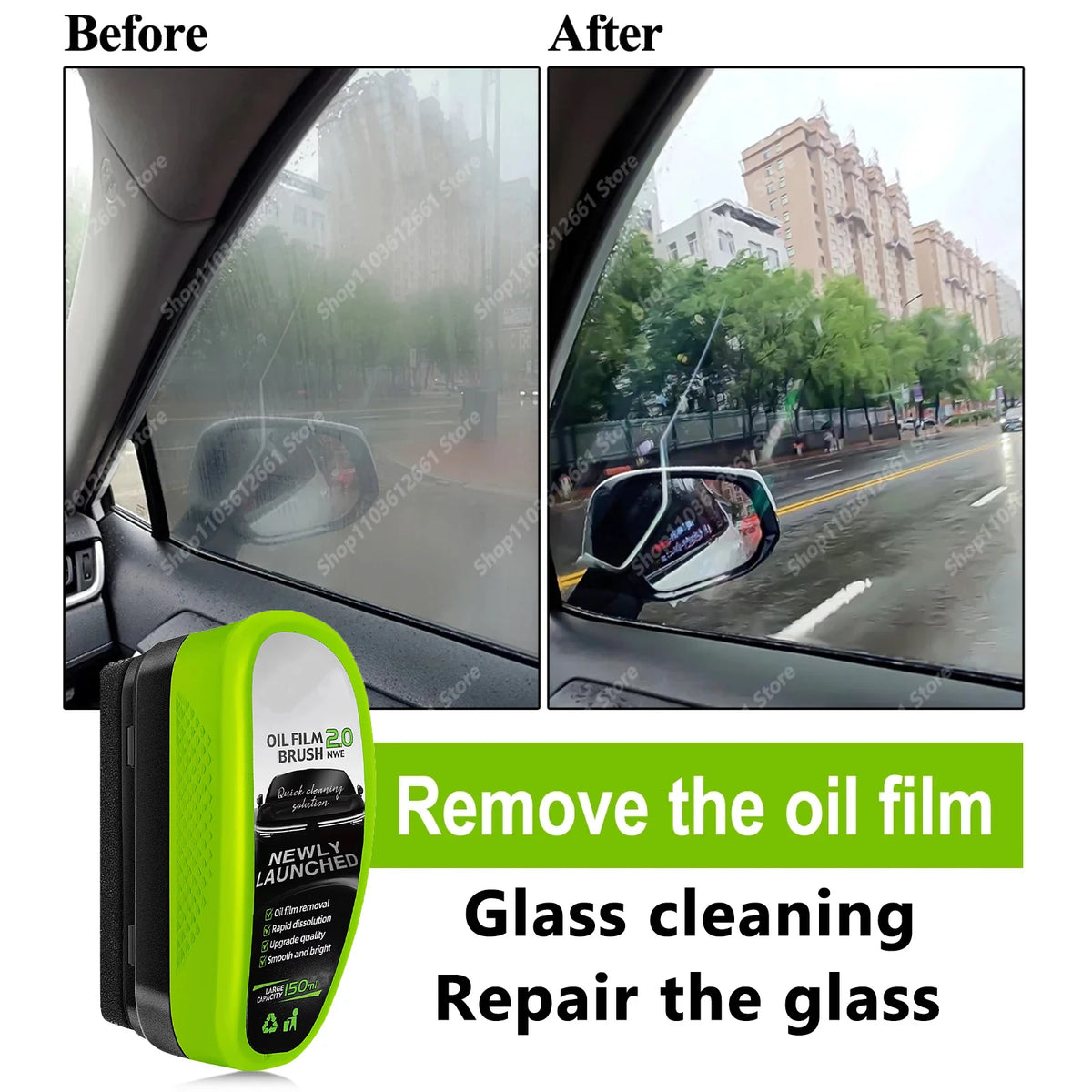 Car Oil Film Remover Sponge Brush - Auto Glass & Windshield Window Oil