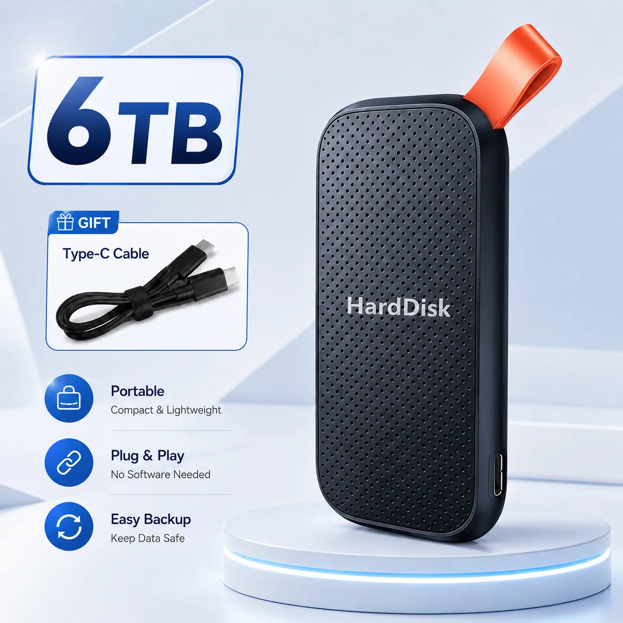 High-Speed Original SSD 2TB Portable USB3.1 Hard Drive 4TB Noiseless Disk for Freelancer Laptop Tablet Workbench