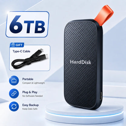 High-Speed Original SSD 2TB Portable USB3.1 Hard Drive 4TB Noiseless Disk for Freelancer Laptop Tablet Workbench