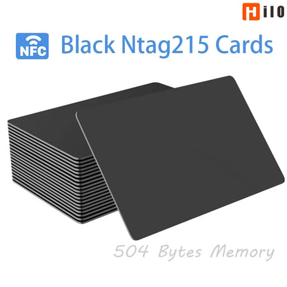 Hilo 5-10PCS NTAG215 Blank NFC Cards PVC Tags NFC215 Black Card 13.56Mhz TagMo Waterproof RFID NFC Phone 504 bytes
