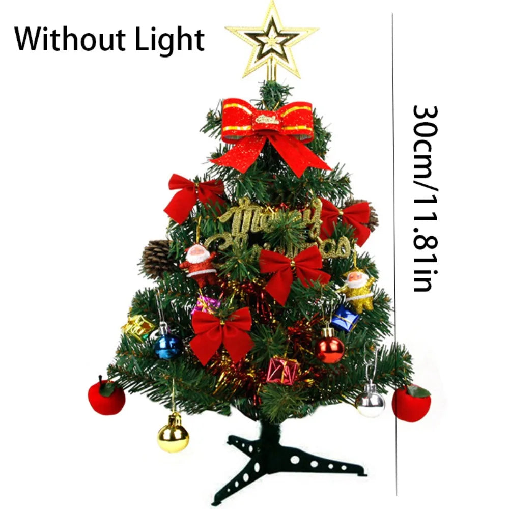 30/45cm Mini Christmas Tree New Year Gift Party Decoration Artificial Christmas Tree LED Light DIY Handicraft Xmas Tabletop Tree