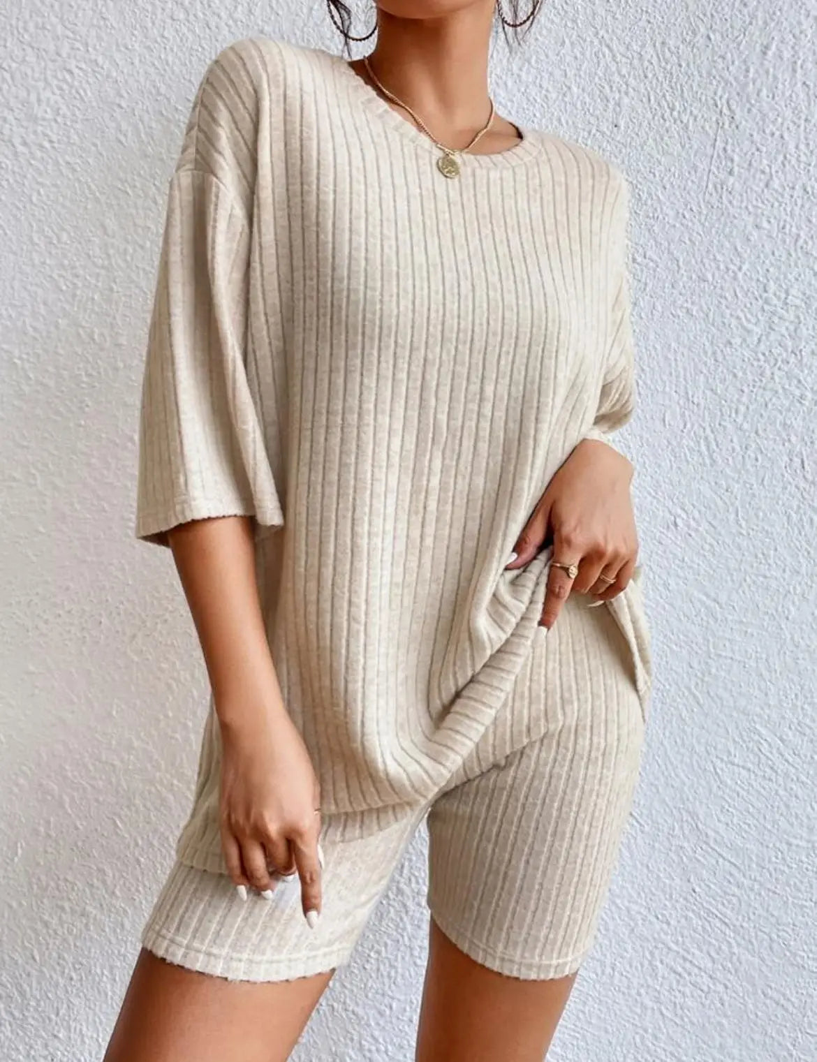 Spring Summer Short Sleeve T Shirt Short Pants Two Piece Set Women Casual Loose O Neck Top High Waist Tracksuit Female Outfits