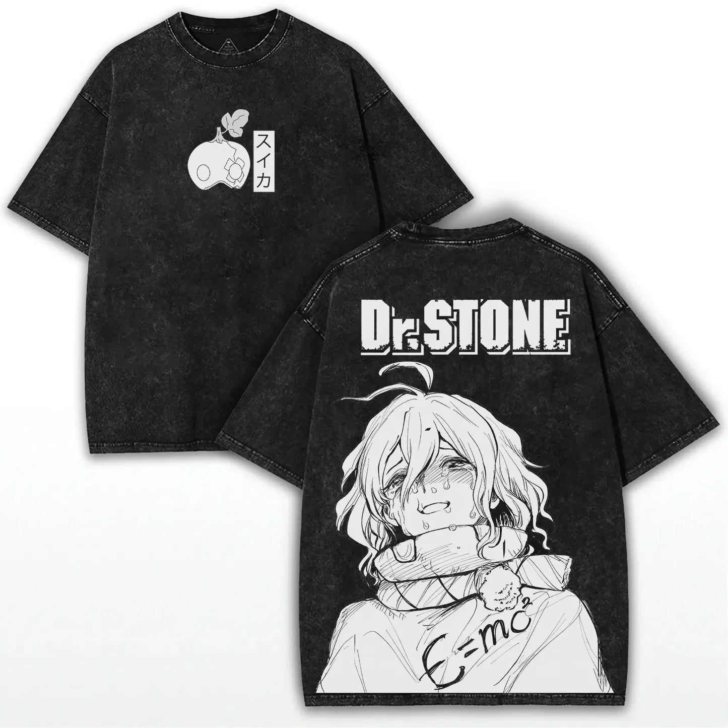 Suika Dr.STONE Anime Asagiri Gen Washed T-shirt Oversized Tee Shirt Summer Short Sleeve Cotton Tops Men Women Clothing