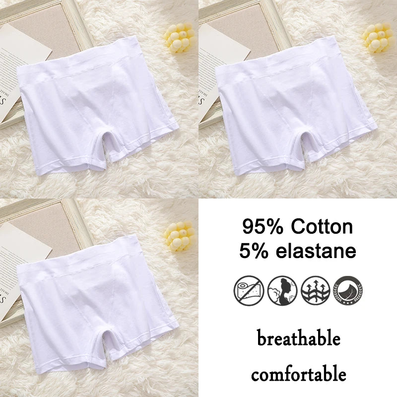 3Pcs Women Cotton Safety Short Seamless Boxer Briefs High Waist Soft Skin Friendly Ladies Anti-Ride Leggings Under Dress Panties