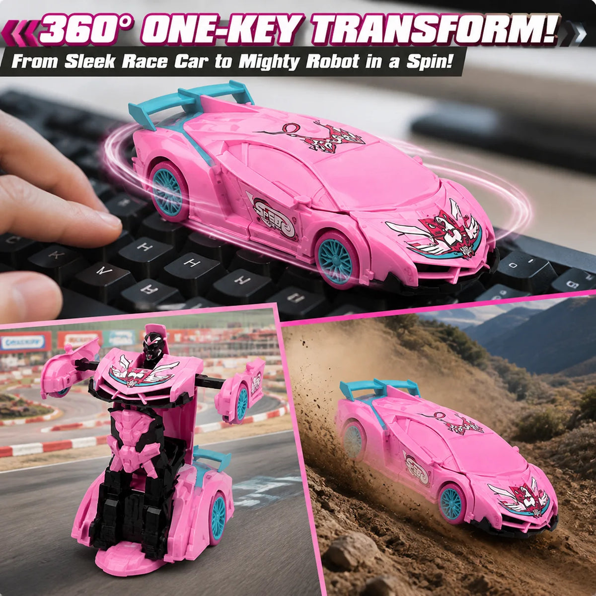 Unicorn RC Car for Girls 2.4GHz Remote Control Stunt Car with LED Lights 360° Rotation Racing Toy Kids Birthday Christmas Gift