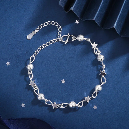 925 Sterling Silver Hollow Heart Bracelets for Women Girls Vintage