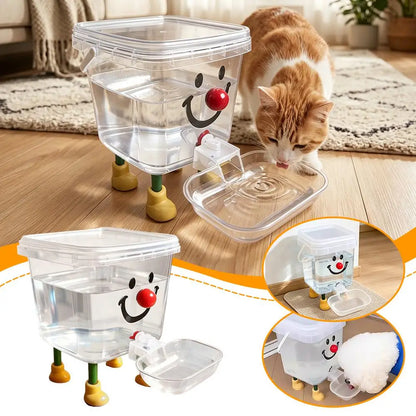 3L Cute Clown Gravity Automatic Pet Water Dispenser, Thickened Dog Cat Auto Water Feeder with Detachable Clear Drinking Bowl