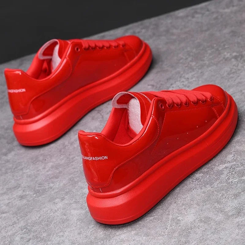 Brand Men's Shoes Black Glossy Casual Men Shoes White Fashion Couple Sneakers Man Shoes for Men