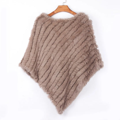 Women's Real Rabbit Fur Poncho Vest Natural Leather Winter Jacket Wrap Coat Shawl  Wedding Party Knitted Fur Vest Wholesale