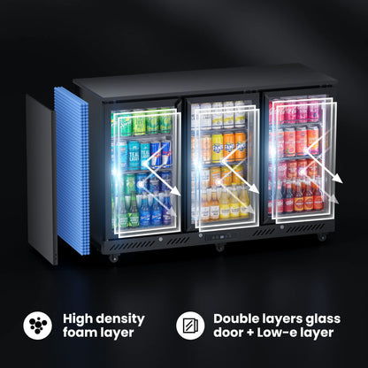 Commercial Portable Fridge 3 Door Air Cooling Frostless Display Cabinet Bar Counter Refrigerator Refrigerated Cabinet