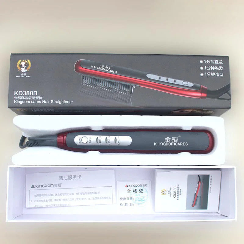 Hair & Beard Straightener Ionic Ceramic Hot Comb Electric Straighten Curling Hair Brush Negative Ion Anti-scalding Styling Tool