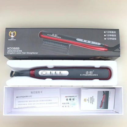Hair & Beard Straightener Ionic Ceramic Hot Comb Electric Straighten Curling Hair Brush Negative Ion Anti-scalding Styling Tool