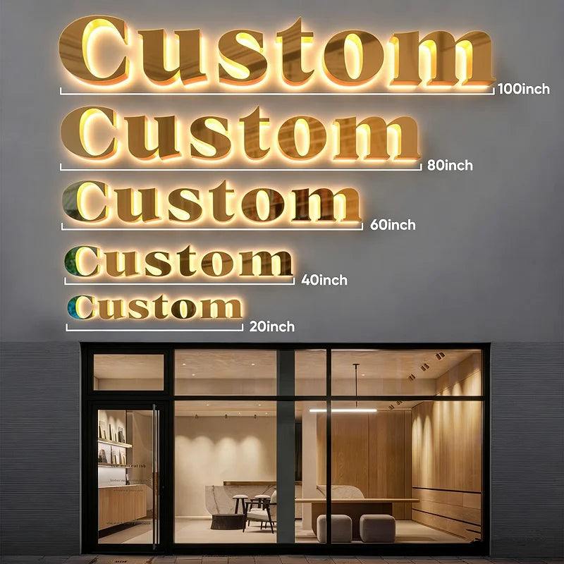 Custom 3D Business Logo Sign Large Personalized Illuminated LED Wall Signage Outdoor Backlit or Channel Letters for Storefront