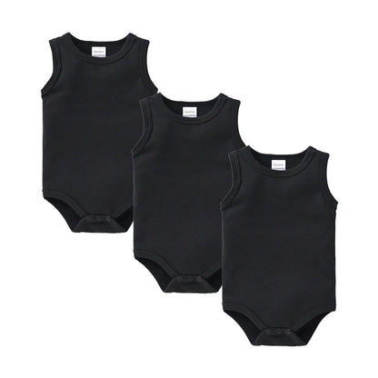 Kavkas 3 Pcs Summer Unisex Baby Vest Bodysuit 100% Cotton Sleeveless Newborn Solid Clothes 0-24 Months Clothing