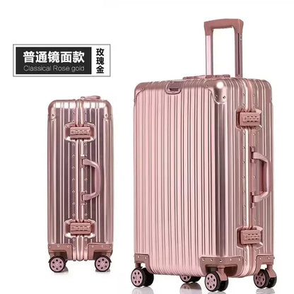 100% Aluminum-Magnesium Alloy Suitcases 20/24/26/29 Inch Lightweight Spinner Luggage TSA Lock Durable Travel Bag