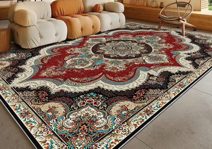 Ethnic Style Bedroom Decor Retro Carpet Light Luxury Carpets for Living Room Washable Lounge Soft Floor Mat Anti-slip Study Rug