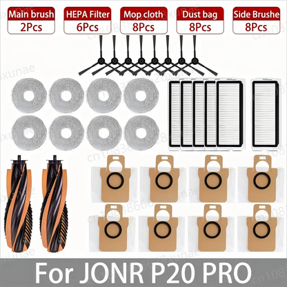 For JONR P20 PRO / T5 Pro Robot Vacuum Cleaner Accessories Main Side Brush Hepa Filter Mop Cloth Dust Bag Replacement