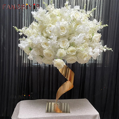 White Rose Hyacinth Table Centerpiece Flower Ball Wedding Backdrop Decor Floral Arrangement Runner Flower Row Event Party Props