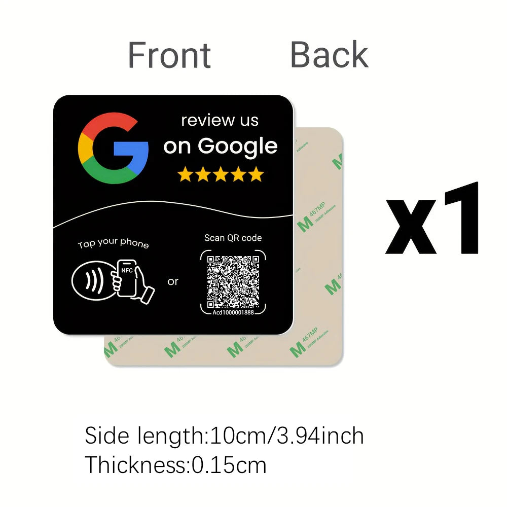 NTAG215 Programmable NFC Standing Card Editable 13.56MHz QR Code Google Review Square Table Display Card for Business
