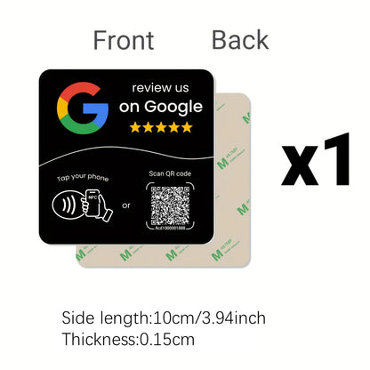 NTAG215 Programmable NFC Standing Card Editable 13.56MHz QR Code Google Review Square Table Display Card for Business