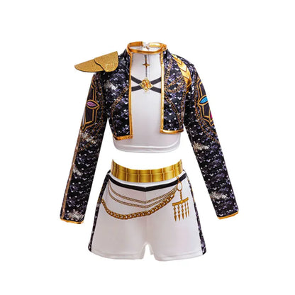 Kids Korean Singer Dance Costume Set Halloween Carnival Cosplay Outfit Girls Stage Performance Role Play Clothes