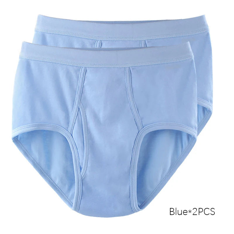 2Pcs/lot Men's Underwear 100%Cotton Briefs Sexy U Pouch Solid Color High Waist Panties Breathable Comfortable Male Underpants