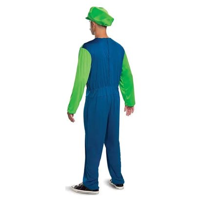 Anime Game Plumber Brothers Costume Funny Performance Costume Halloween Unisex Mens Womens Teen Party with Hat and Mustache