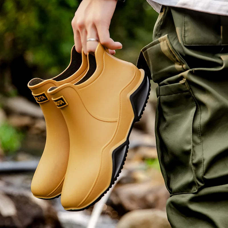 2026 new Low-cylinder Rain Shoes for Men and Women: Outdoor Fishing Waterproof Shoes, Stylish Style for Outdoor Wear, Rain Boots