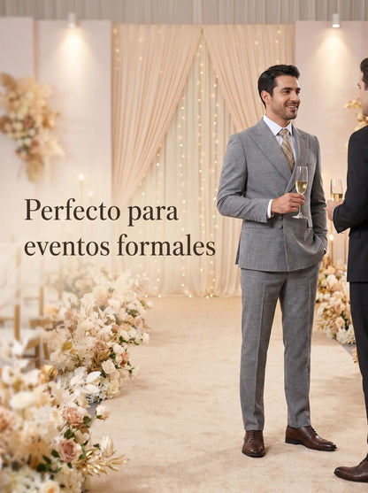 ST Cassy Elegant Men Suit for Wedding Slim Fit Double Breasted Multiple Buttons Casual Business Man 2 Piece Set Party Outfit