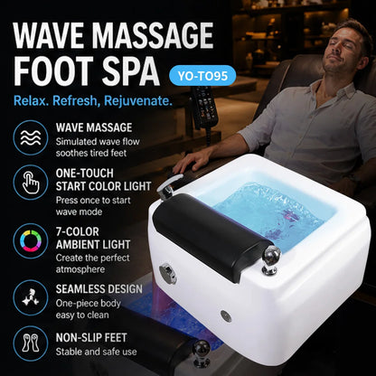 Professional Beauty Salon Foot Spa Basin with Surging Massage Pump And 7 Colors Lights & Foot Pad