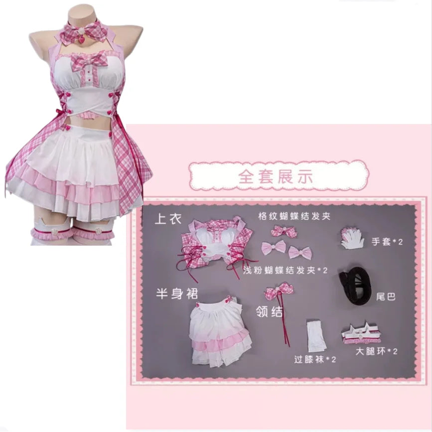 NEKOPARA Chocola Vanilla Cute Soft Girl Lolita Dress Cosplay Costume Full Set Women Anime Halloween Comic Con Carnival Outfit