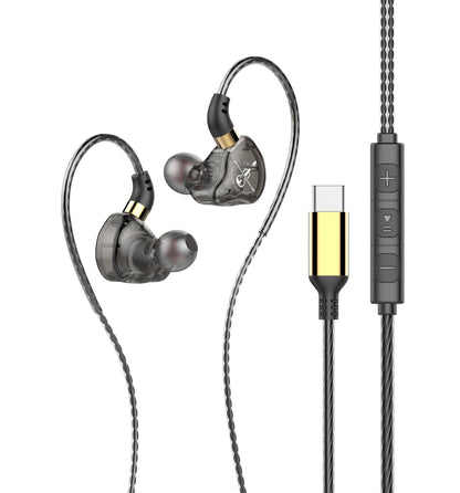 Type-C Wired Headphones HiFi Bass Stereo USB C Earphone 3.5MM in-Ear Earbuds with Mic Sports Subwoofer Music Headset for Samsung