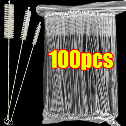 Drinking Straw Cleaning Brush Kit Reusable Tube Pipe Cleaner Nylon Stainless Steel Long Cleaning Brushes for Baby Cup Bottles