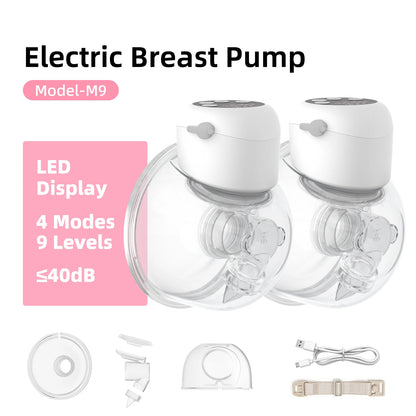 Wearable Breast Pump Hands Free Electric Breast Pumps Comfort Milk Collector with LCD Display 4 Modes & 9 Level, 300mmHg MAX
