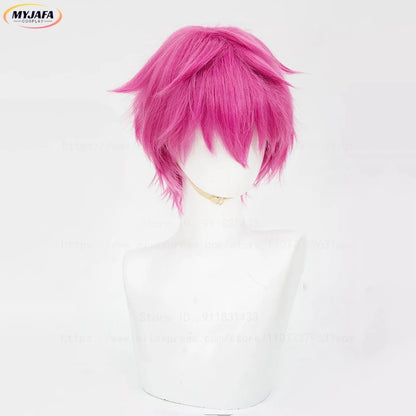 High Quality Saiki Kusuo Cosplay Wig Rose Pink Short Heat Resistant Synthetic Hair Anime Role Play Wigs + Wig Cap
