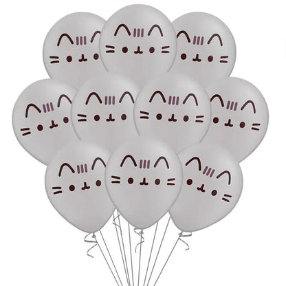 10pcs/lot 12inch Cartoon Japan Anime Pusheen Latex Balloons Animals Pet Grey Tiffany Blue Cat Ballons Birthday Decor Kids Toy