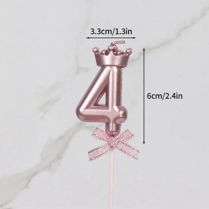 3D Candle Pink Birthday Number Candle Girl Happy Birthday Cake Topper Baking Celebration Memorial Anniversary Party Decor