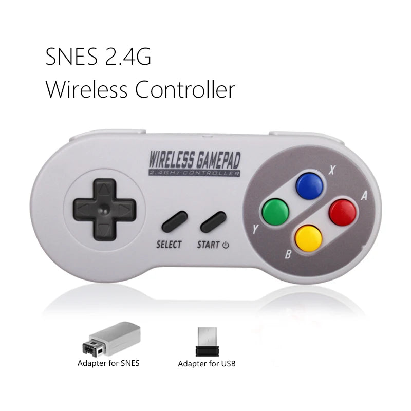 2 Reciever Wireless Colorful Button 2.4G Game Controller Joypad Joystick ByBluetooth for SNES Super Classic MINI Gamepad for PC