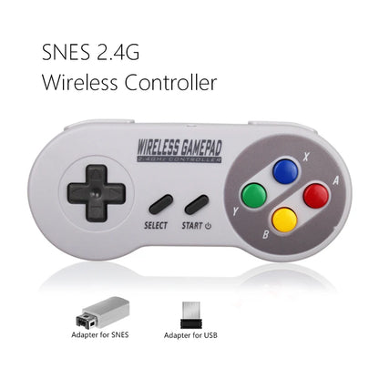 2 Reciever Wireless Colorful Button 2.4G Game Controller Joypad Joystick ByBluetooth for SNES Super Classic MINI Gamepad for PC
