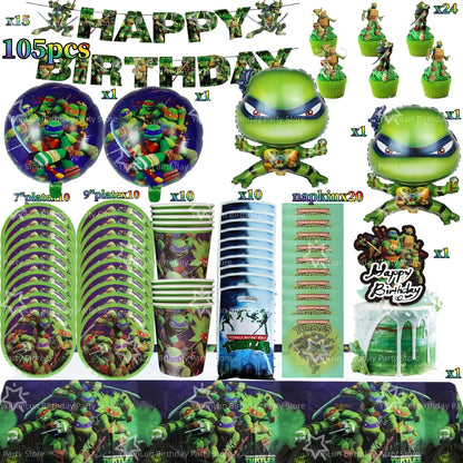Cartoon Turtles Birthday Party Decorations Tableware Tablecloth Cup Plate Bag Napkins Balloon Baby Shower Turtles Party Favors