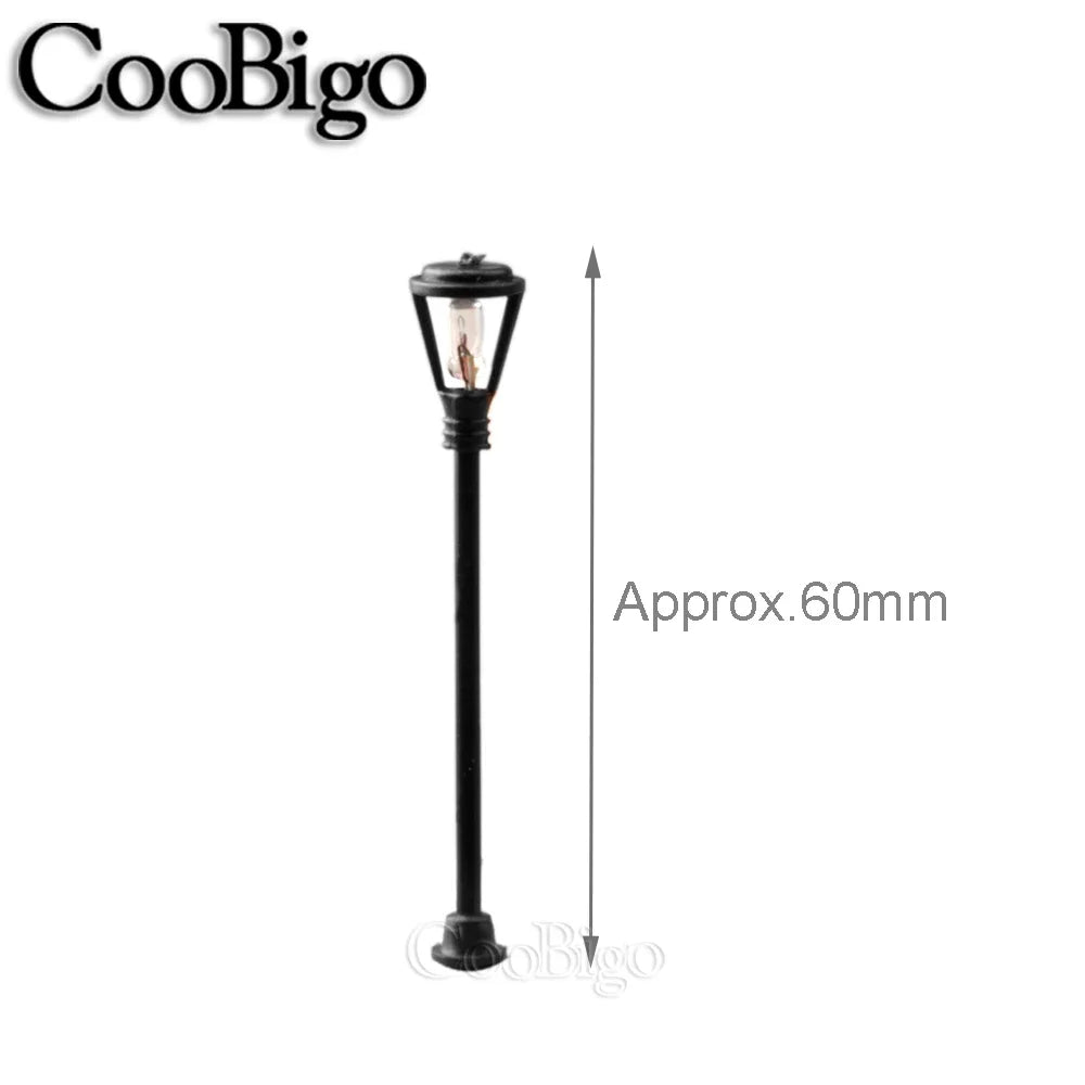 10pcs Micro Street Lamp Road Streetlight Mini Lamppost Light LED Lighting Miniature Model DIY Craft Garden Landscape  Decoration