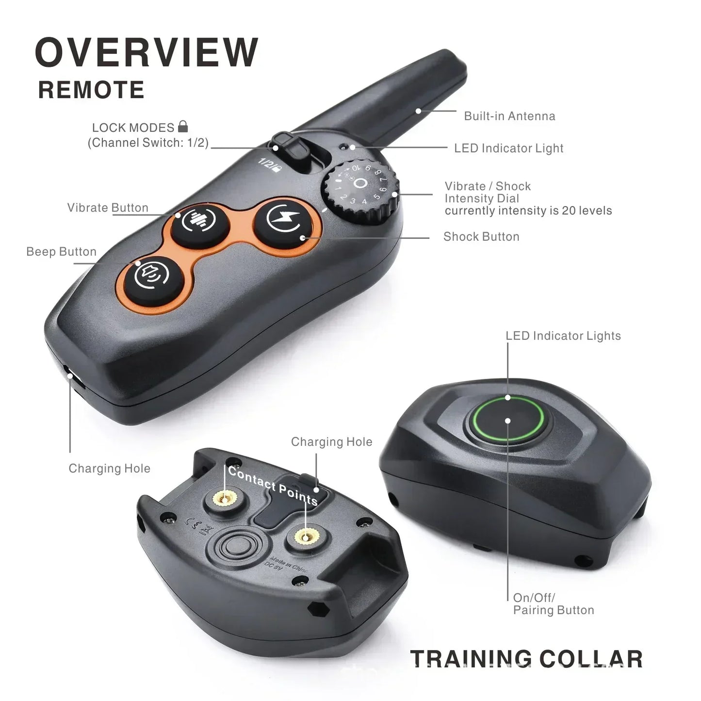 CC-PetPulse Electric Dog Training Device Remote Control Automatic Bark Stopper Collar Anti Bark Dog Collar Beep Alarm Waterproof