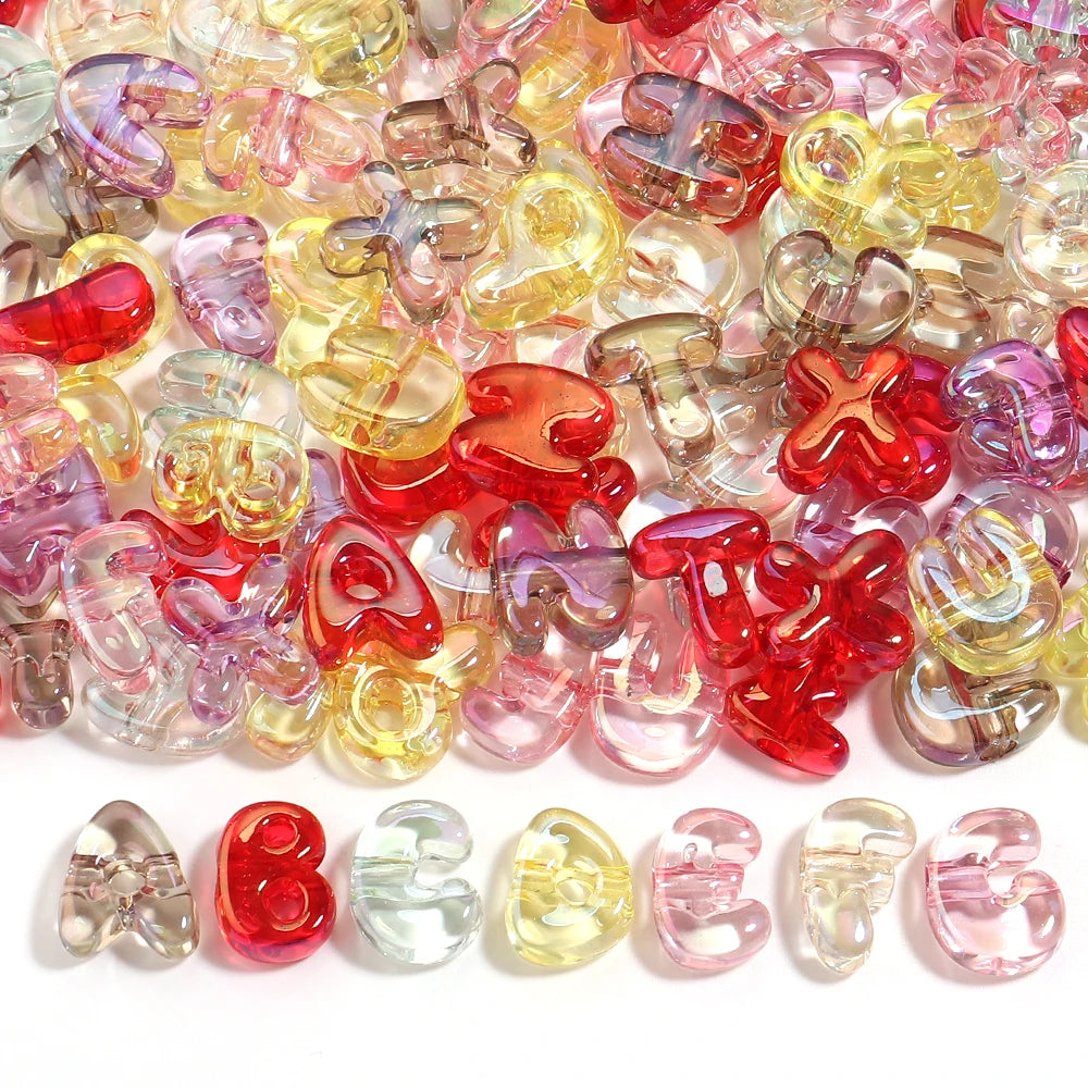 20-30pcs/lot Big Hole Cartoon English Letters Acrylic Beads Colored Loose Spacer Beads For Jewelry Making DIY Necklace Keychain