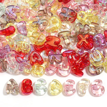20-30pcs/lot Big Hole Cartoon English Letters Acrylic Beads Colored Loose Spacer Beads For Jewelry Making DIY Necklace Keychain