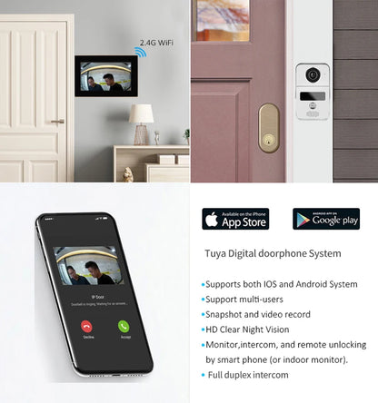 Tuya App  Wifi Video Intercom Kits Visual Doorbell System 1080P Entry Doorphone Door Camera for Home Villa Apartment