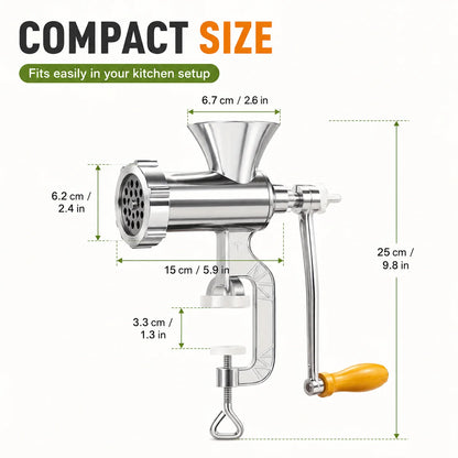 ZNLYRION Stainless Steel Manual Meat Grinder Hand Crank Mincer Sausage Stuffer Machine Table Clamp Design Household Kitchen Tool for Mincing Meat Vegetables Making Sausage