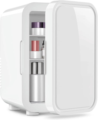 Mini Fridge, 6 Liter/8 Can 110V AC/DC Portable Thermoelectric Cooler Refrigerators for Bedroom