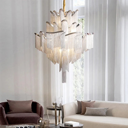 Luxury Tassels Led Pendant Lights New Gold Lustres Hanging Lamps For Ceiling Modern Decoration Home Decor For Bedroom Chandelier
