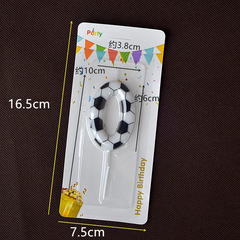 Black White Soccer Number Birthday Candle 0‑9 Football Pattern Digital Cake Topper Soccer Sports Theme Party Cake Decor Supplies